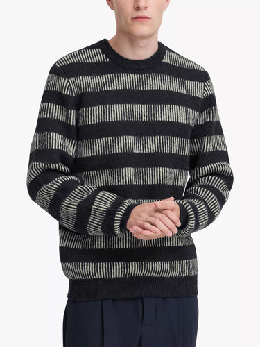 Navy & White Jacquard Jumper - Karl | Casual Friday