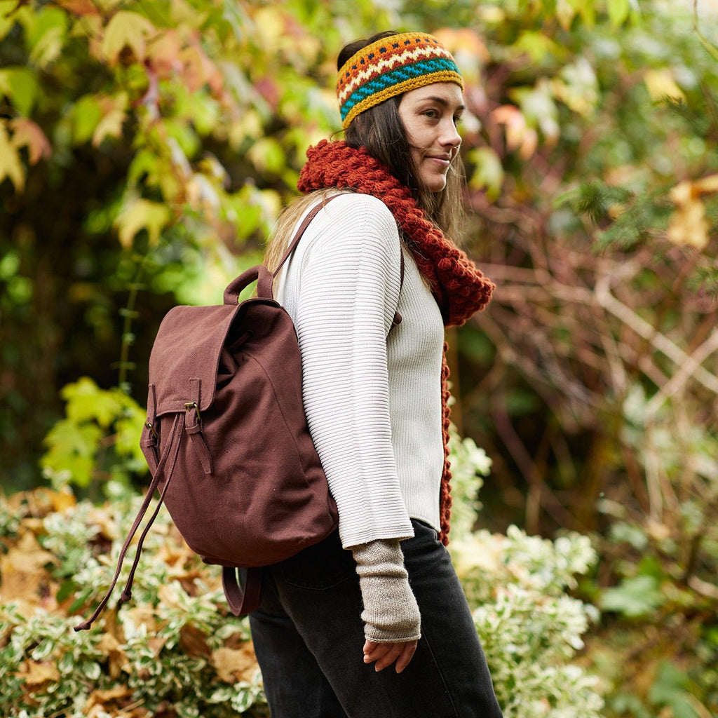 Handmade Vegan Canvas Backpack: Chilli Brown