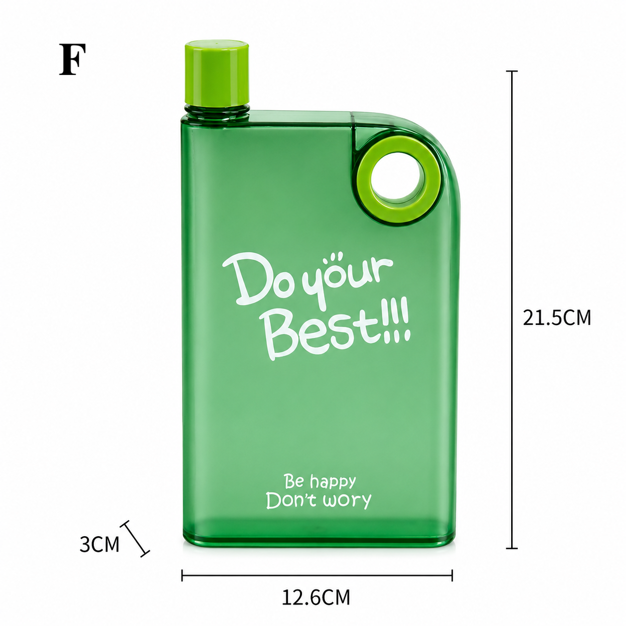 Flat Water Bottle | Portable Frosted Notebook Flask Frosted Green