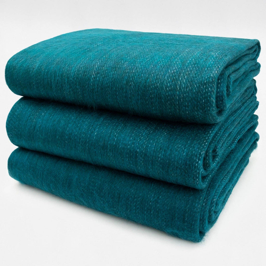Panzaleo - Double Density Baby Alpaca Wool Throw Blanket / Sofa Cover - Queen 94 x 65 - Deep Teal