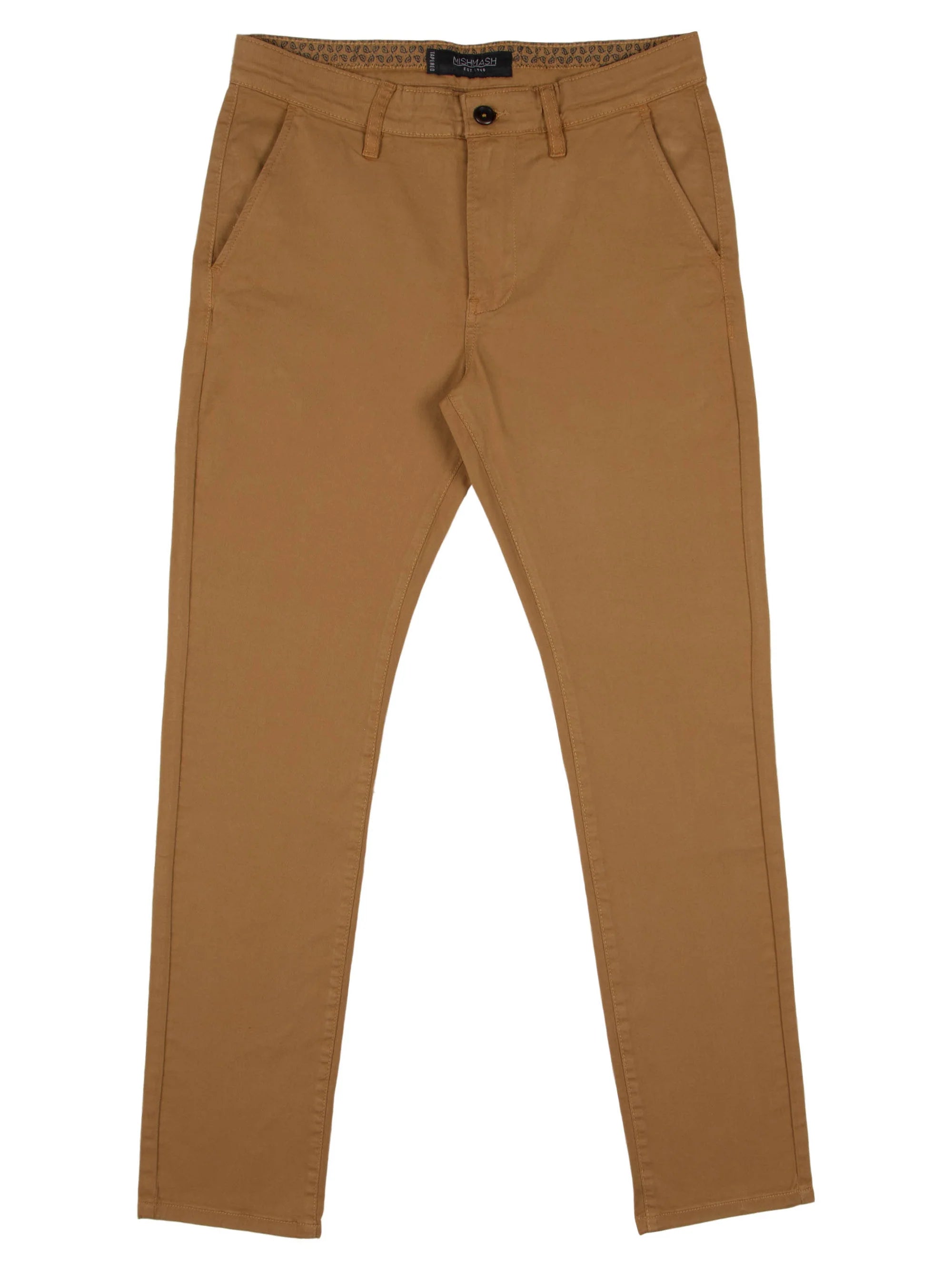 Tapered Fit Mid Stretch Casual Cotton Bromley Tobacco Chino Trouser