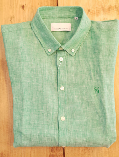 Jellybean Green Linen Shirt - Anton | Casual Friday