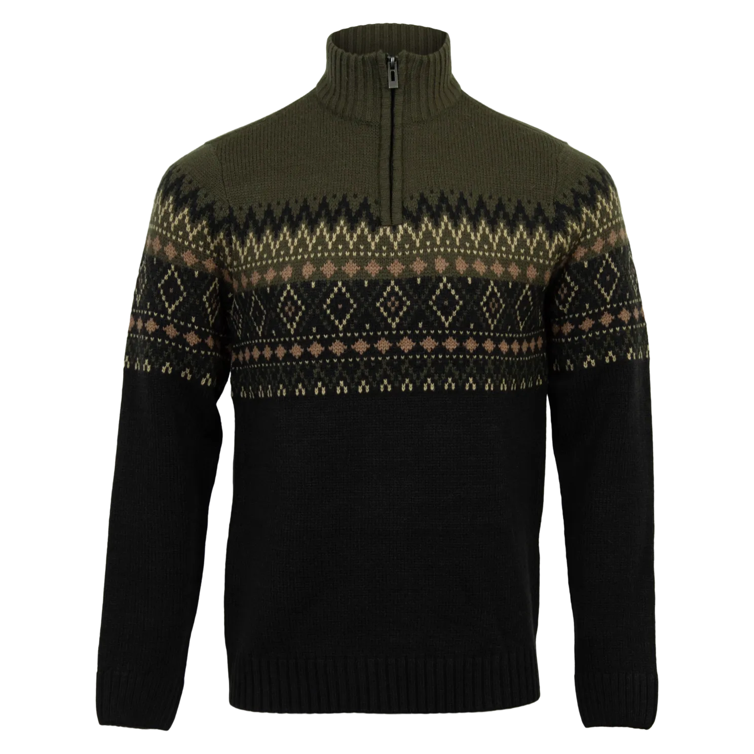 Black & Forest Green Zipped Jumper | Blend