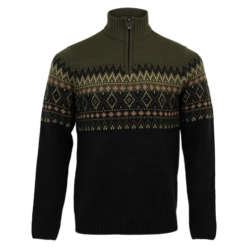 Black & Forest Green Zipped Jumper | Blend