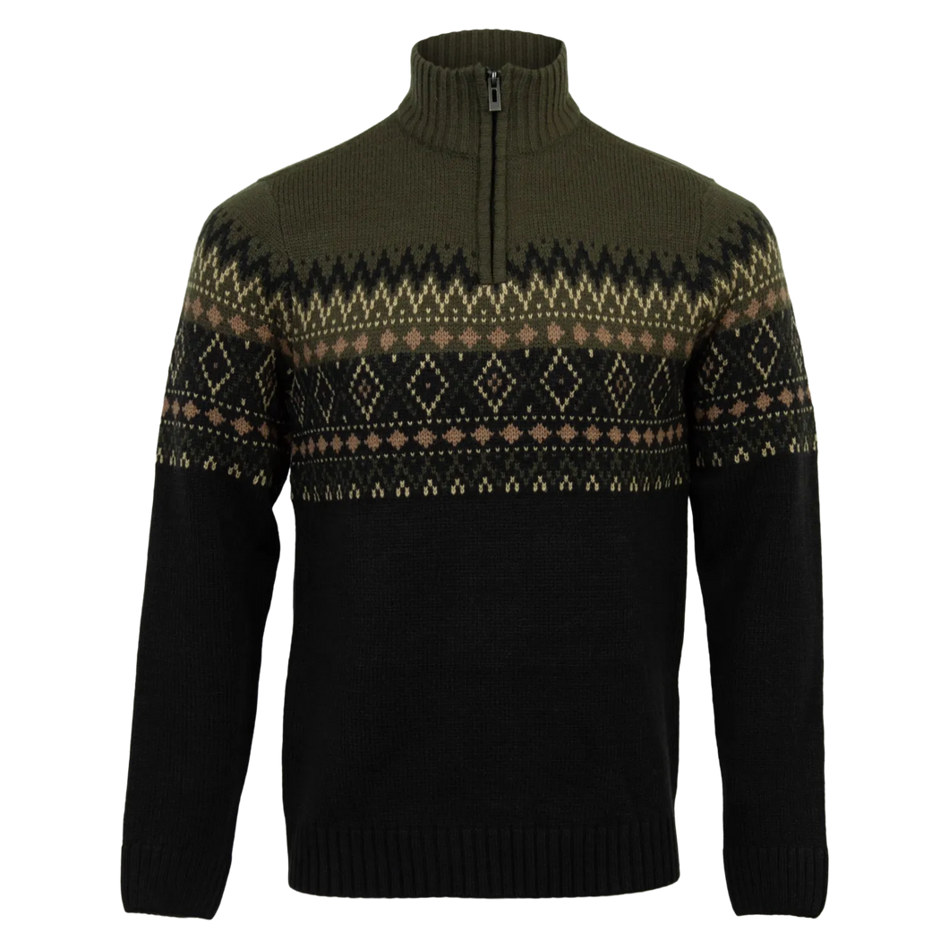 Black & Forest Green Zipped Jumper | Blend