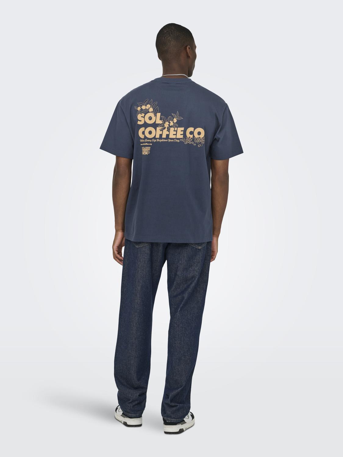 Navy Sol Coffee Cotton Fred T-shirt | Only & Sons