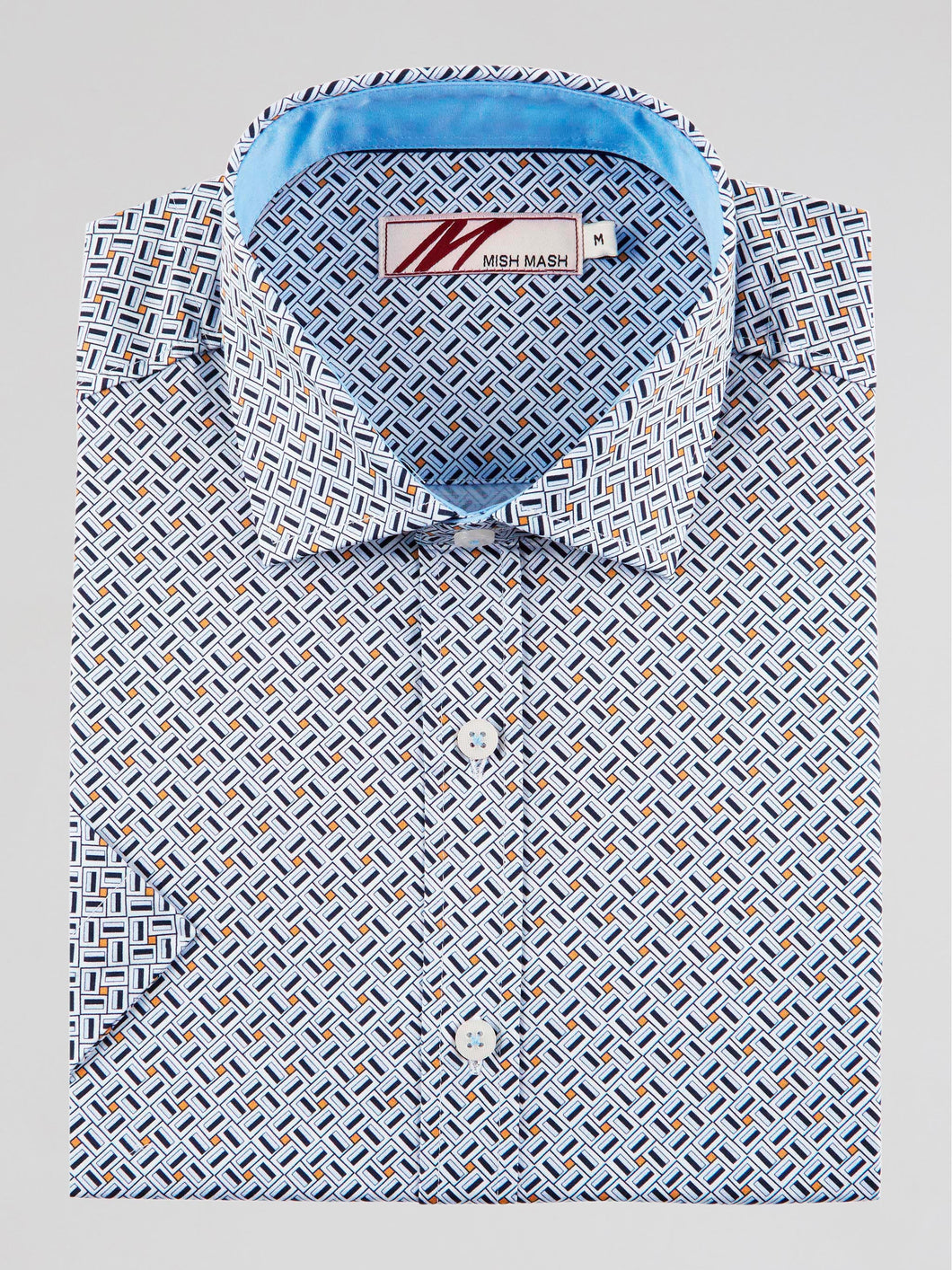 White & Navy Printed Shirt - Heron | Mish Mash