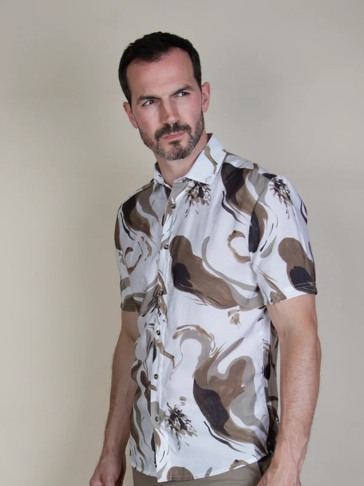 White & Brown Marbled Shirt - Lattitude | Mish Mash
