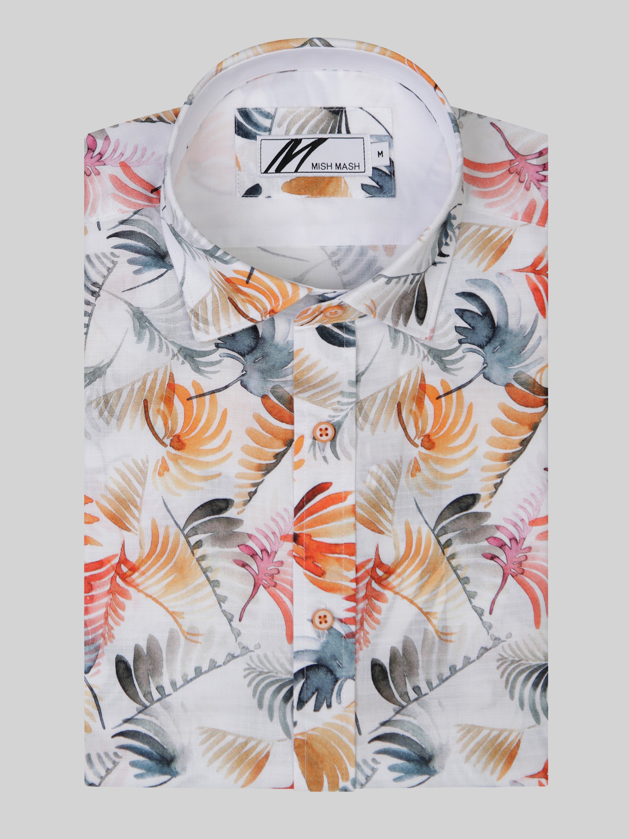 White & Multi Cotton Shirt - Verona | Mish Mash