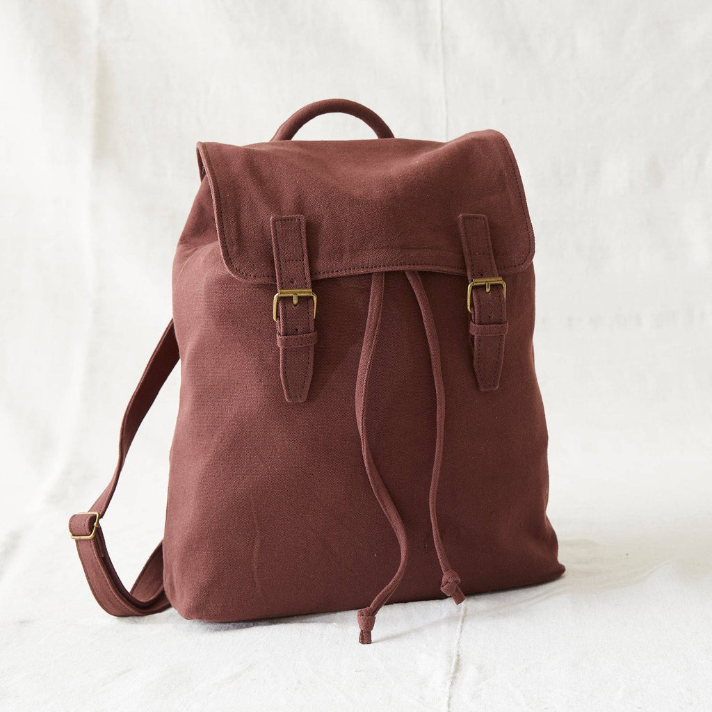 Handmade Vegan Canvas Backpack: Chilli Brown