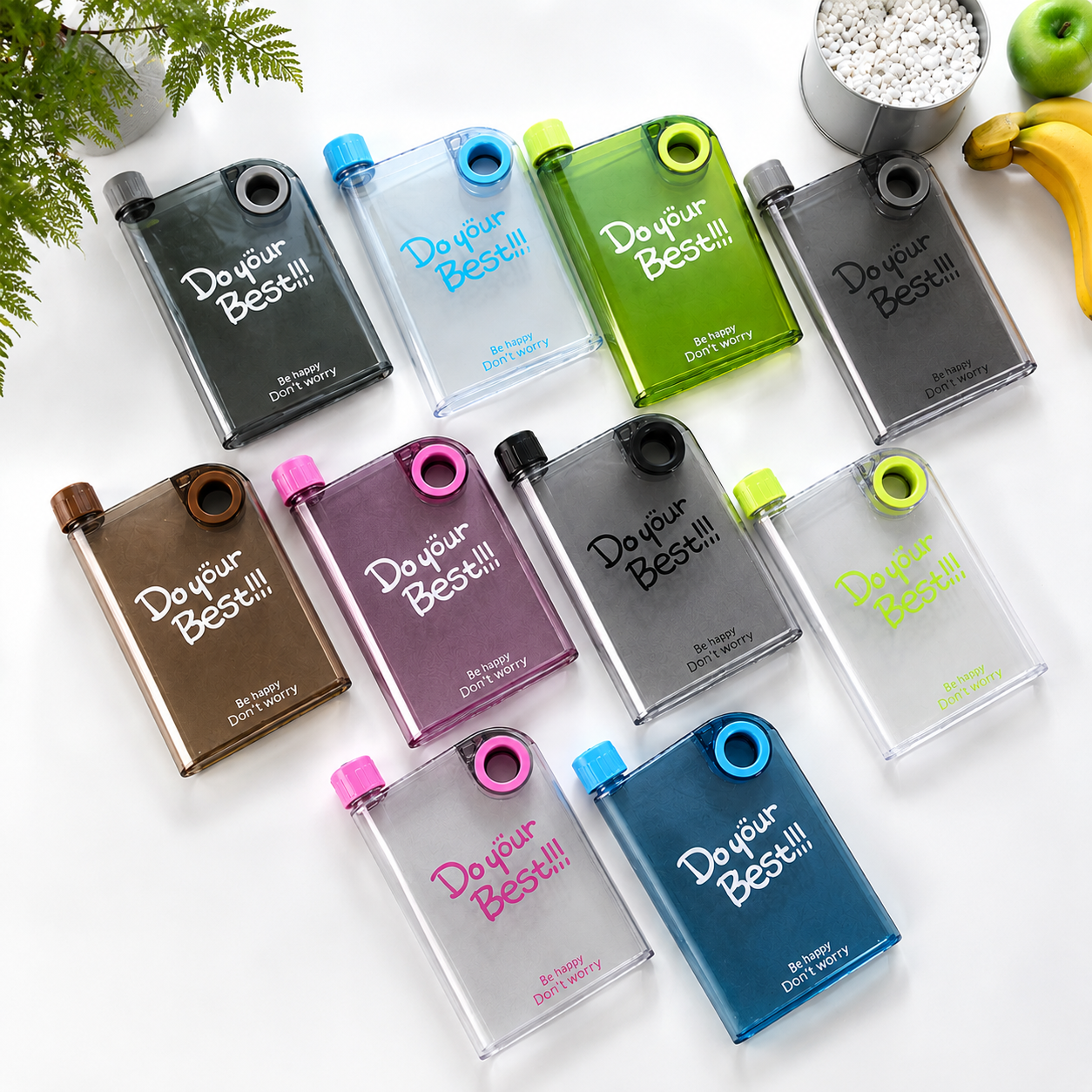 Flat Water Bottle | Portable Frosted Notebook Flask Frosted Green