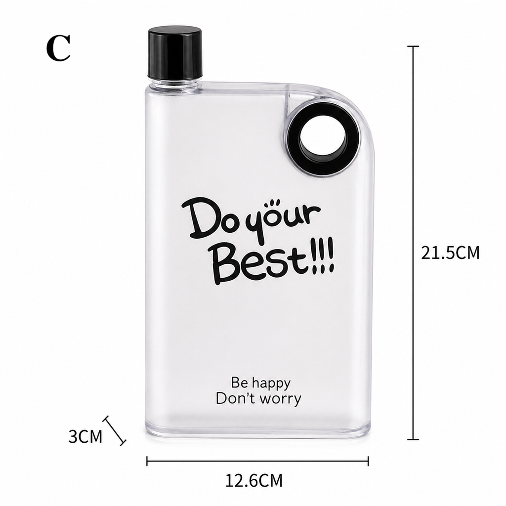 Flat Water Bottle | Portable Frosted Notebook Flask: A