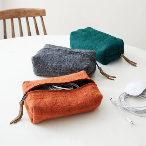 BIDYUT Boxy Felt Pouch Desk Tidy: Teal Green