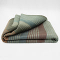 Molleturo – Baby Alpaca Wool Throw Blanket / Sofa Cover – Queen 95 x 69 in – Multicolor Striped in Moss, Clay, Teal, and Sand