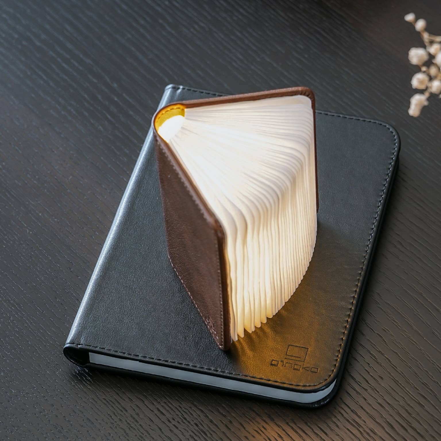 Bonded Leather Smart Book Light: Brown Leather / Large