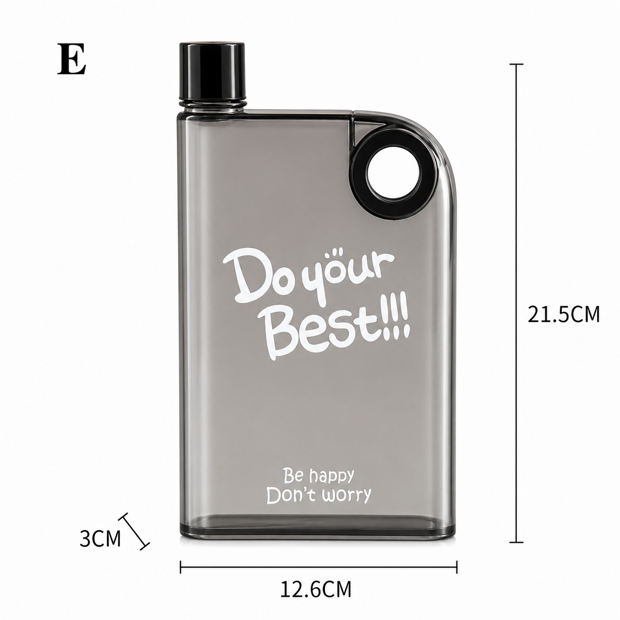 Flat Water Bottle | Portable Frosted Notebook Flask Black