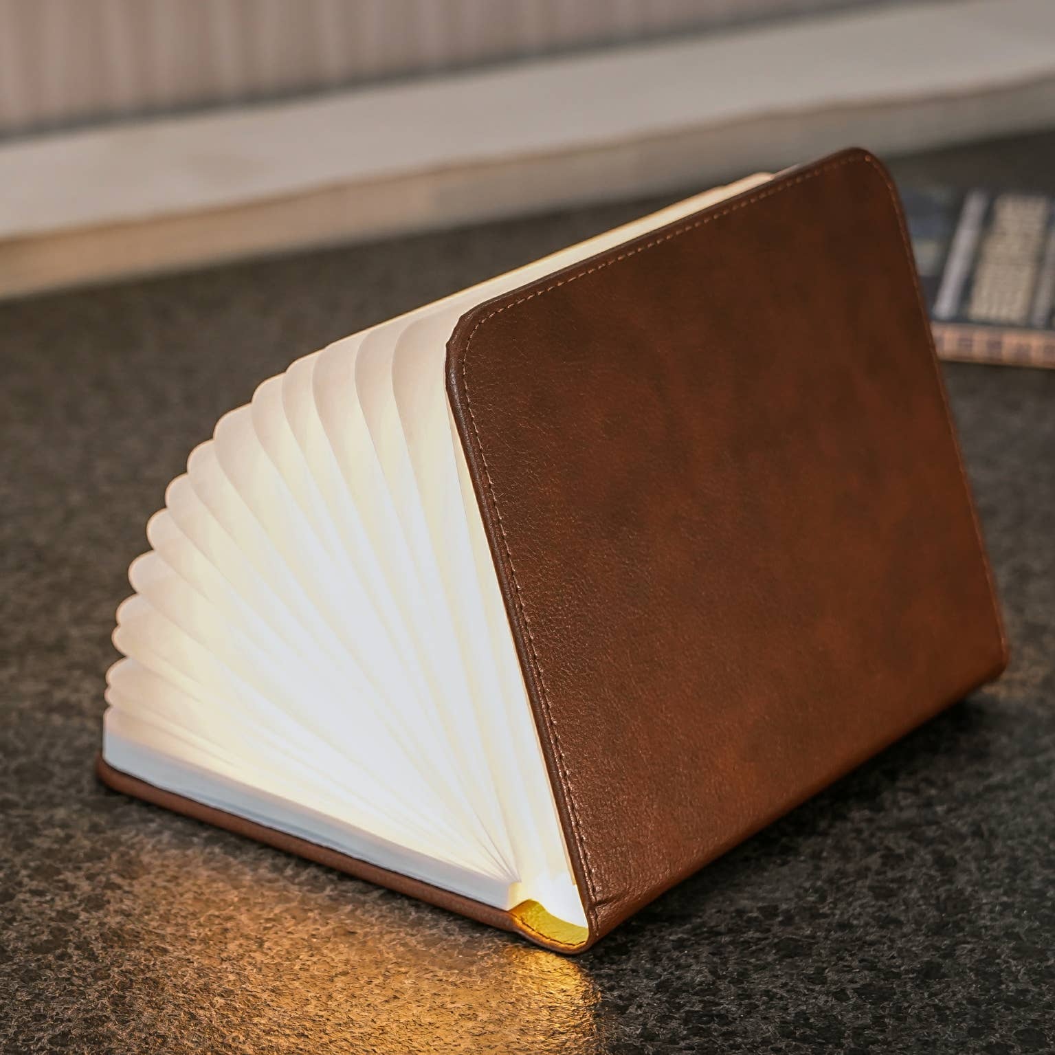 Bonded Leather Smart Book Light: Brown Leather / Large