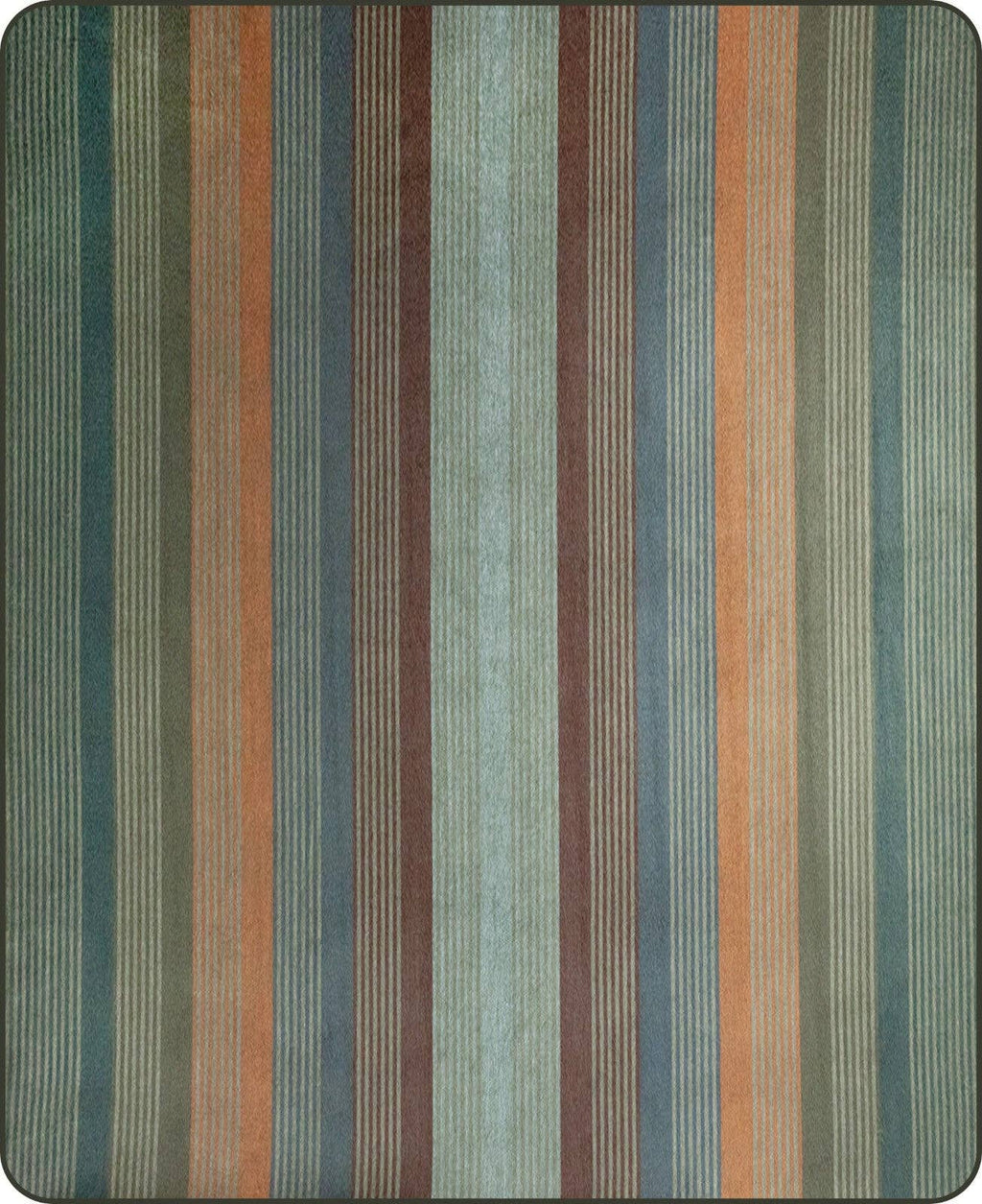 Molleturo – Baby Alpaca Wool Throw Blanket / Sofa Cover – Queen 95 x 69 in – Multicolor Striped in Moss, Clay, Teal, and Sand