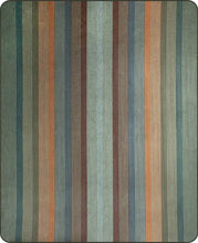 Load image into Gallery viewer, Molleturo – Baby Alpaca Wool Throw Blanket / Sofa Cover – Queen 95 x 69 in – Multicolor Striped in Moss, Clay, Teal, and Sand