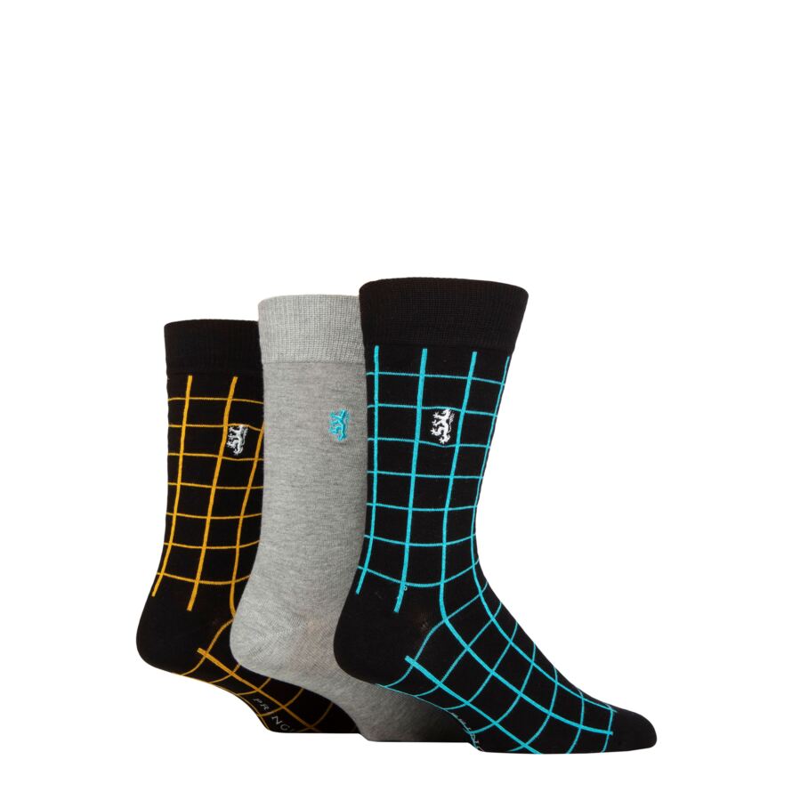 Cyan & Yellow Grids Socks 3-Pack | Pringle
