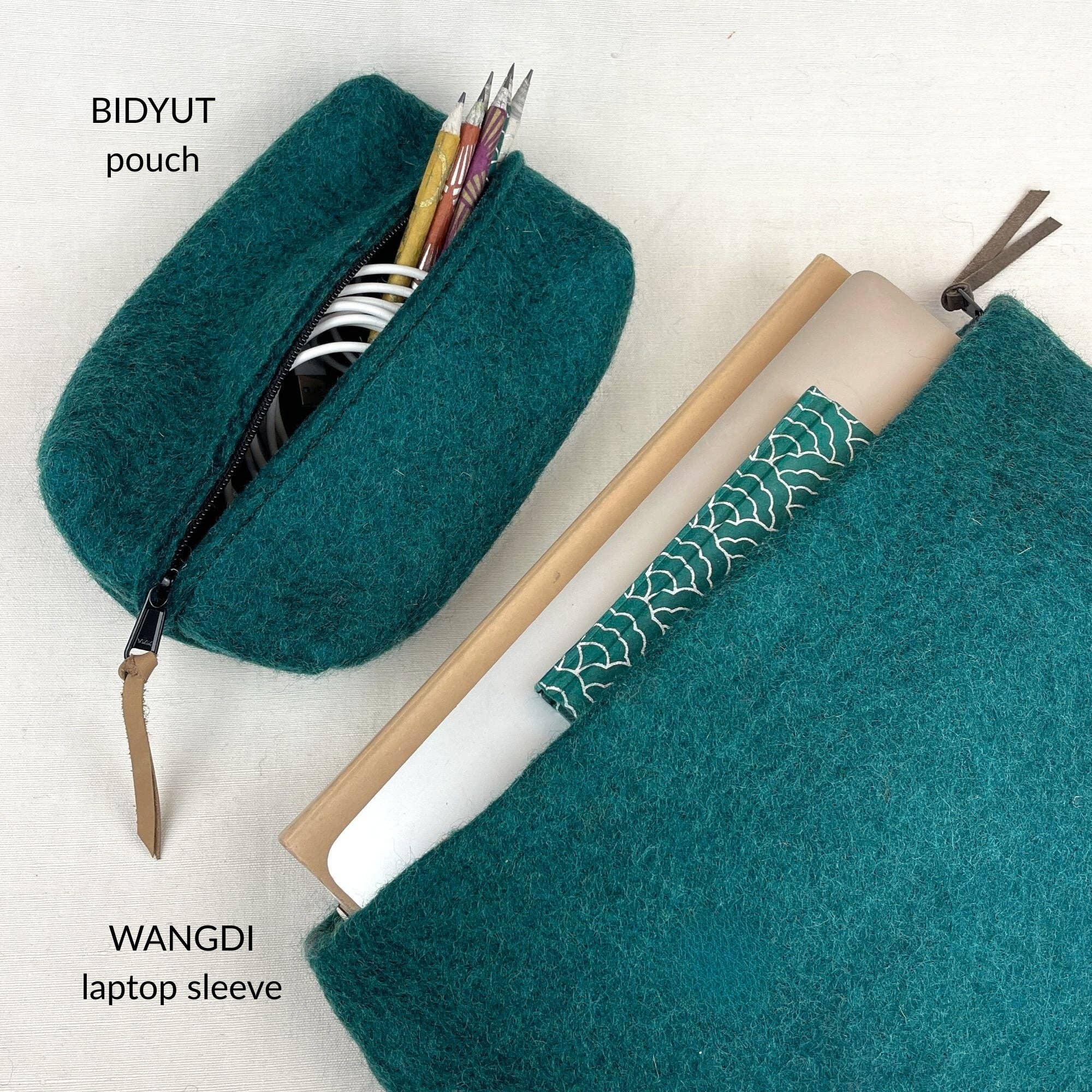 BIDYUT Boxy Felt Pouch Desk Tidy: Teal Green