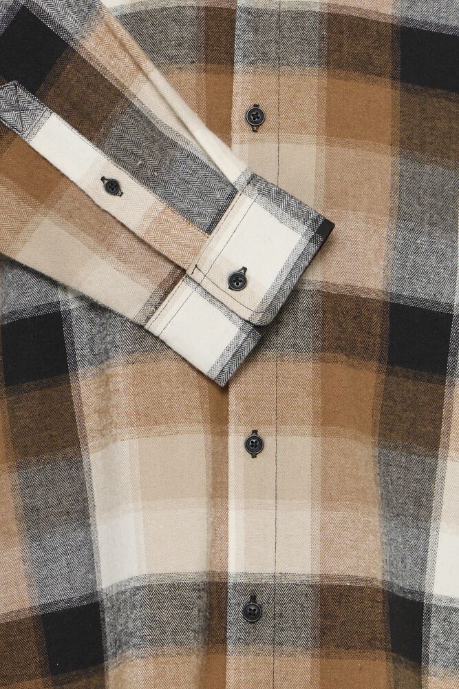Tan and Orange Argan Oil Check Shirt Cody - Blend