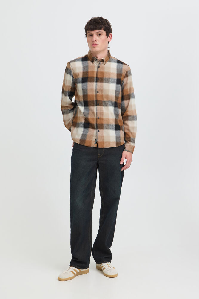 Tan and Orange Argan Oil Check Shirt Cody - Blend