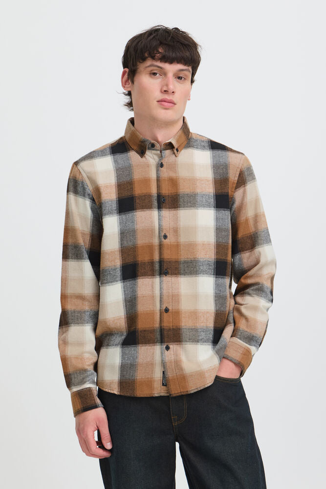 Tan and Orange Argan Oil Check Shirt Cody - Blend