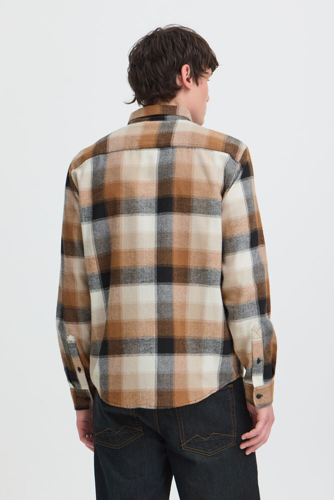 Tan and Orange Argan Oil Check Shirt Cody - Blend