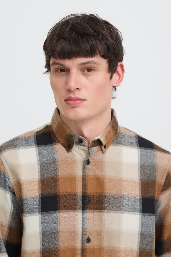 Tan and Orange Argan Oil Check Shirt Cody - Blend