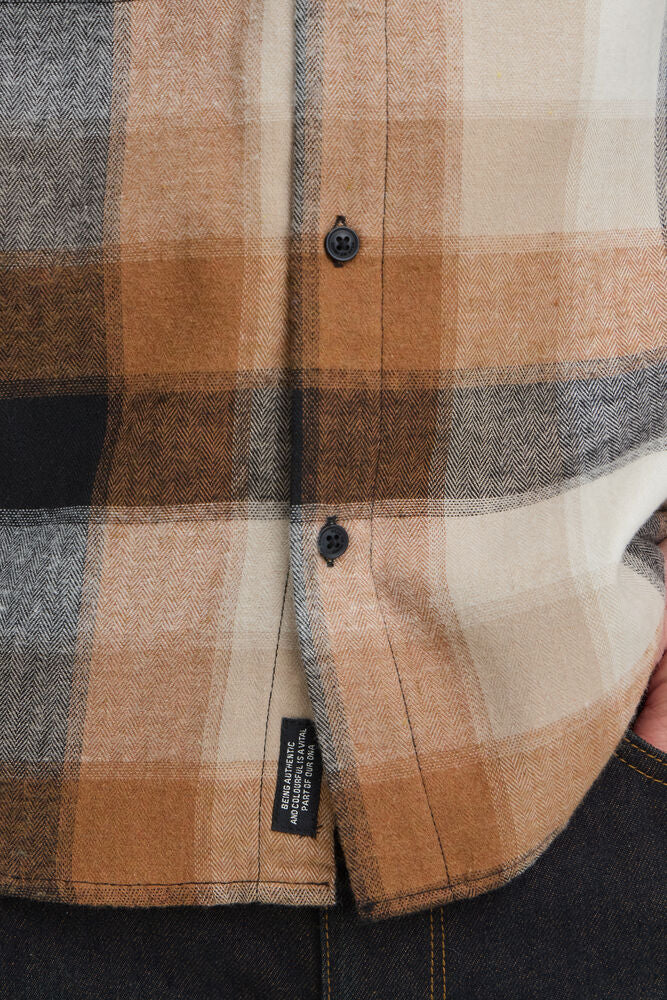 Tan and Orange Argan Oil Check Shirt Cody - Blend
