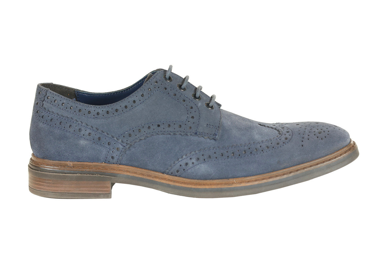 Navy Suede Brogue - Balham | Front