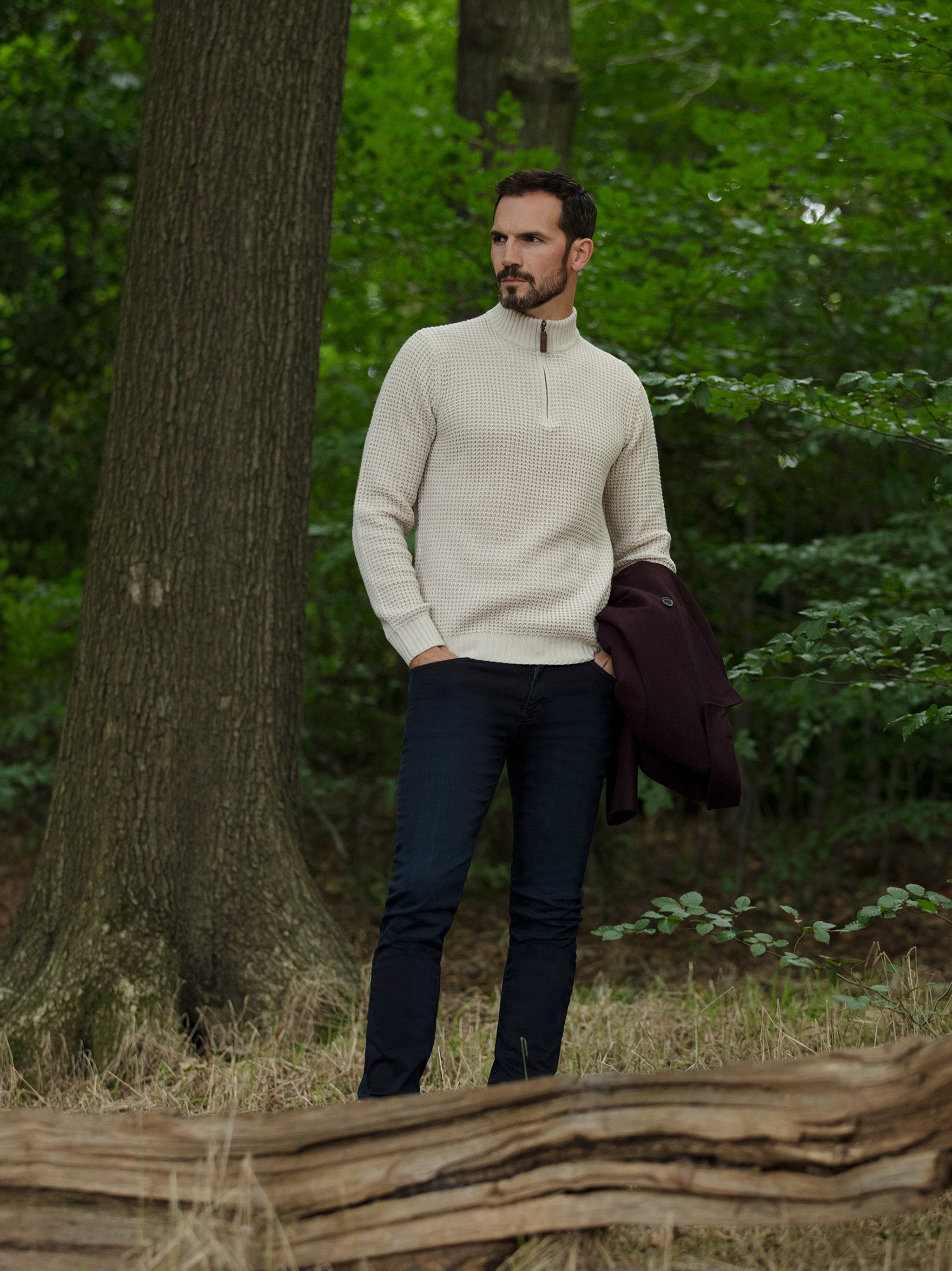 White Zipped Jumper - Chain Gardenia | Mish Mash