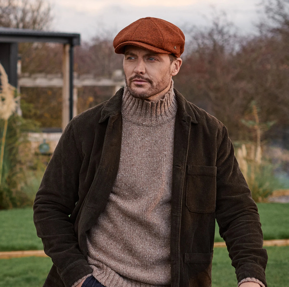 Rust Fleck Harris Tweed Baker Boy Cap Carloway - Failsworth