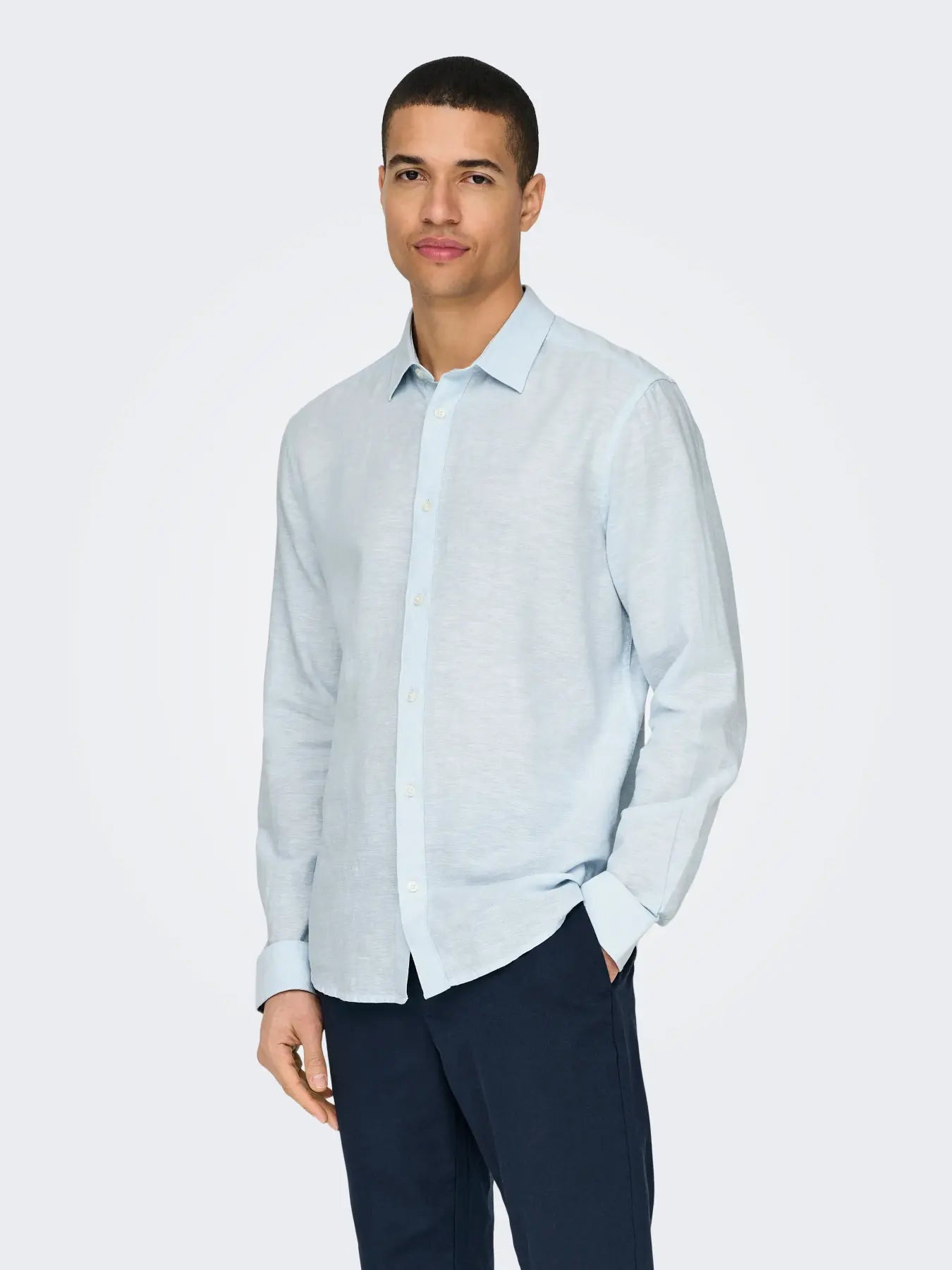Cashmere Blue Linen & Cotton Shirt Caiden | Only & Sons
