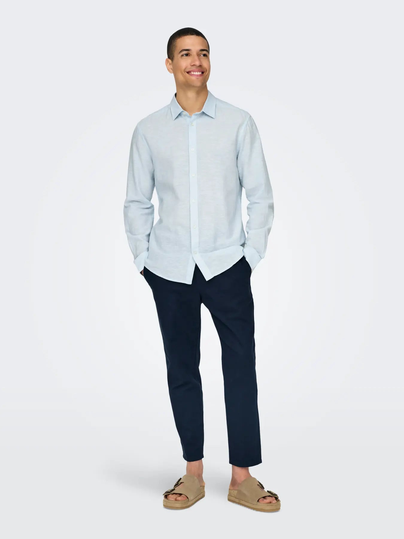 Cashmere Blue Linen & Cotton Shirt Caiden | Only & Sons