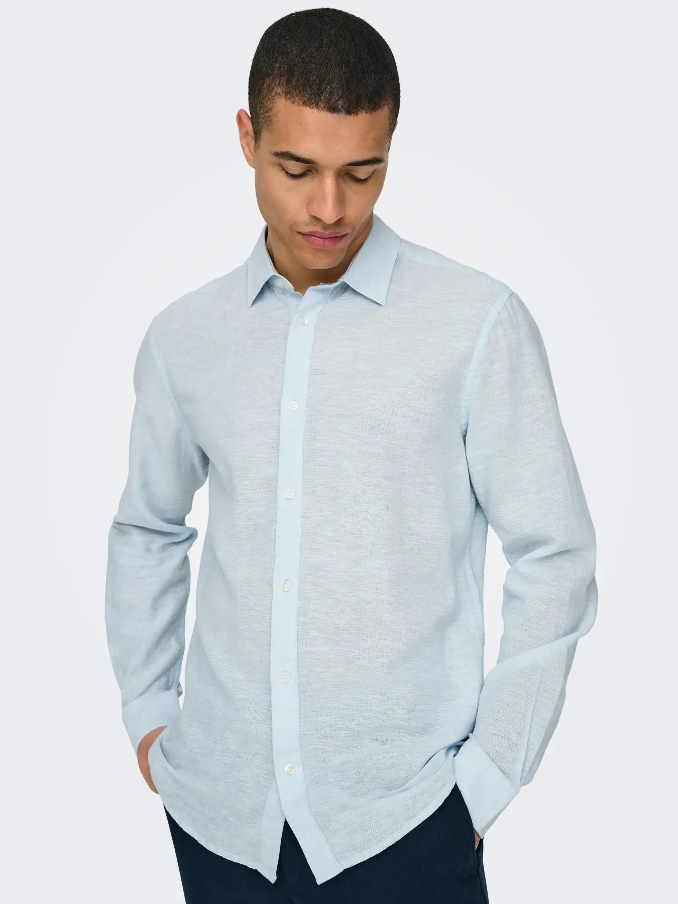 Cashmere Blue Linen & Cotton Shirt Caiden | Only & Sons