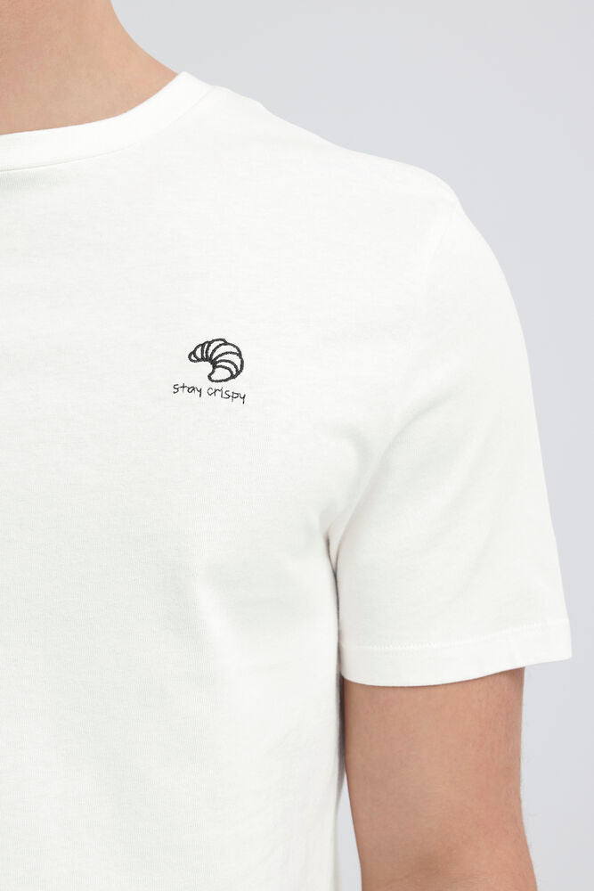 Croissant White Printed T-Shirt - Elian | Casual Friday