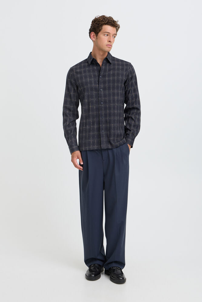 Navy and Tan Check Shirt - Ernesto | Casual Friday