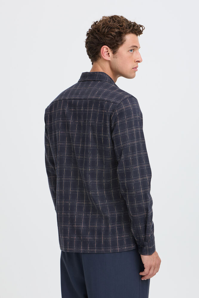 Navy and Tan Check Shirt - Ernesto | Casual Friday
