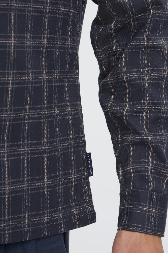 Navy and Tan Check Shirt - Ernesto | Casual Friday