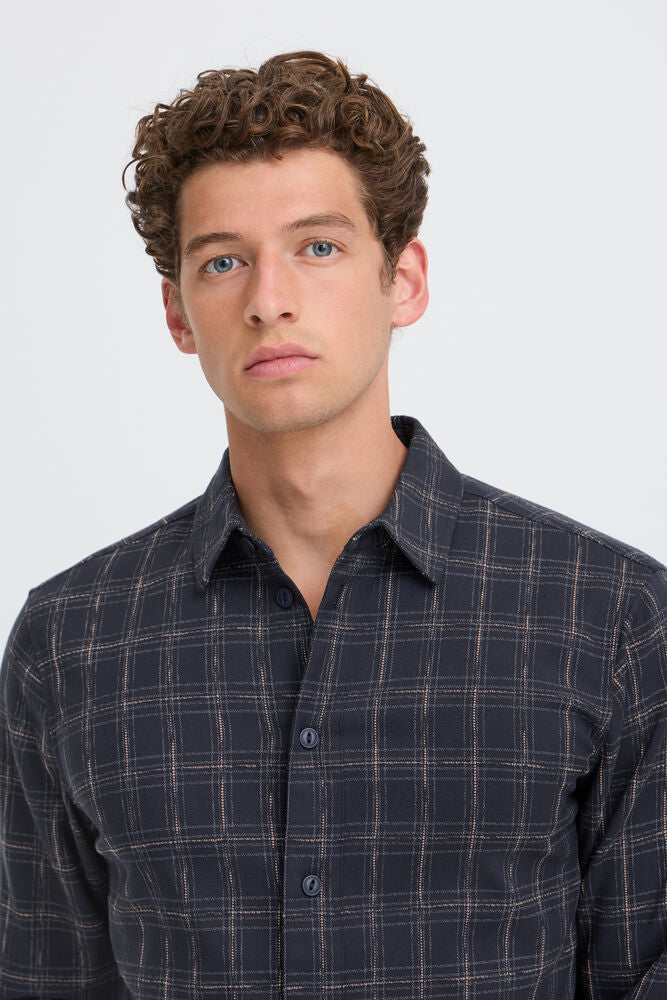 Navy and Tan Check Shirt - Ernesto | Casual Friday