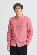 Red Linen Shirt Long Sleeve - Anton | Casual Friday