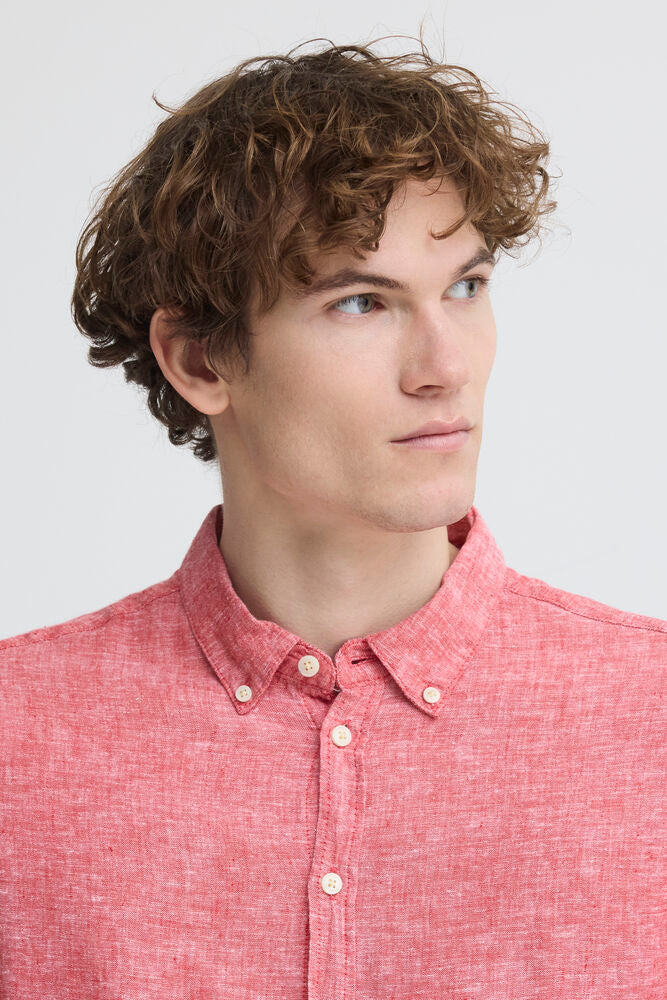 Red Linen Shirt Long Sleeve - Anton | Casual Friday