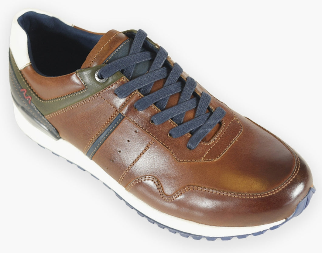 Tan & Navy Trainers - Brescia | Front