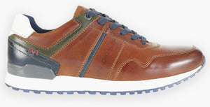 Tan & Navy Trainers - Brescia | Front