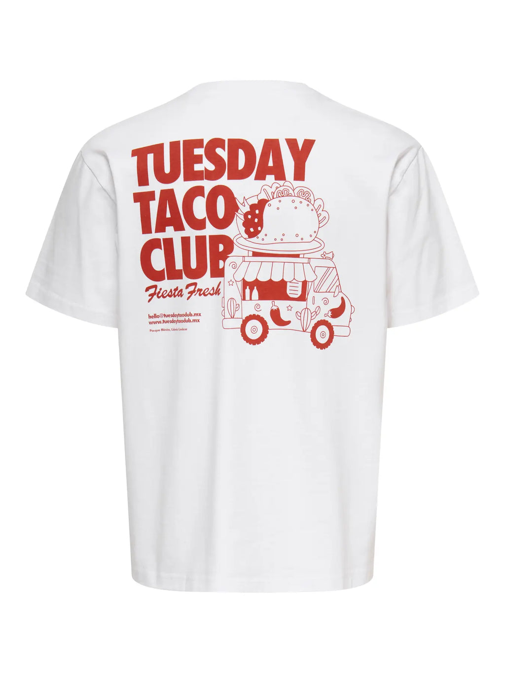 White Taco Tuesday Cotton Fred T-shirt | Only & Sons