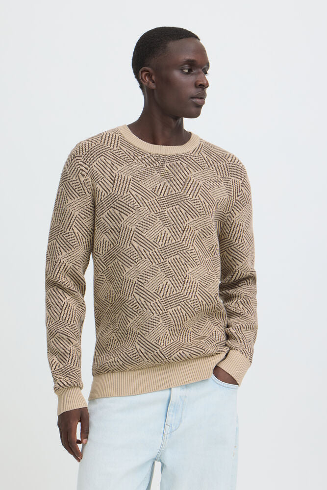 Tan Patterned Jumper - Cido | Blend