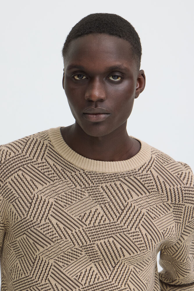 Tan Patterned Jumper - Cido | Blend