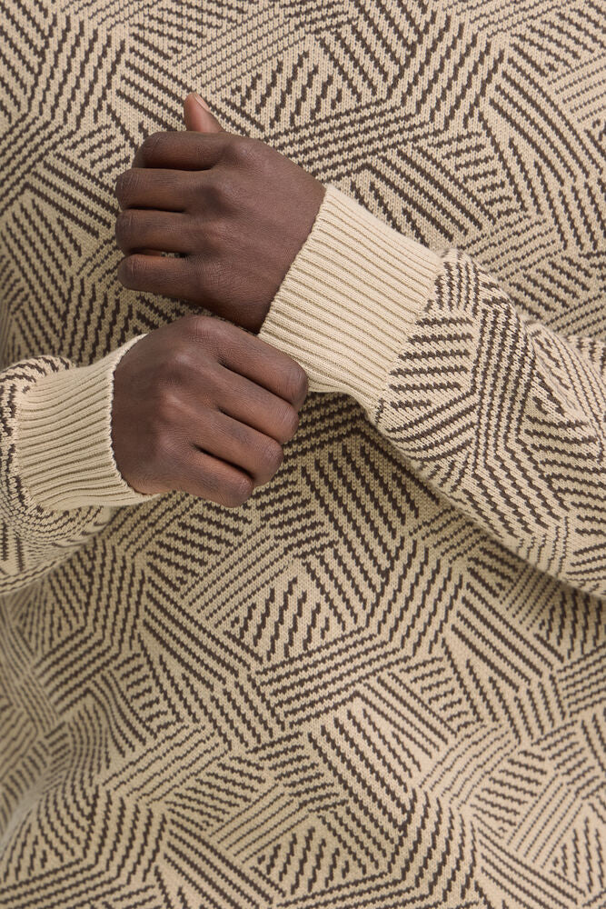 Tan Patterned Jumper - Cido | Blend